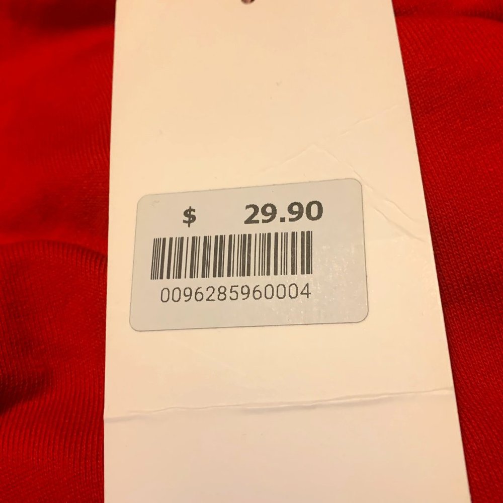 New Zara Red Cotton Short Dress Balloon Sleeves - Picture 7 of 7